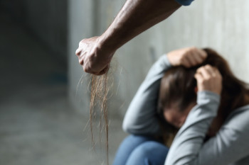 Domestic violence man hurting to a woman