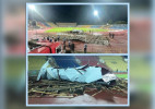 Крыша упала на футбольное поле во время матча в Шымкенте