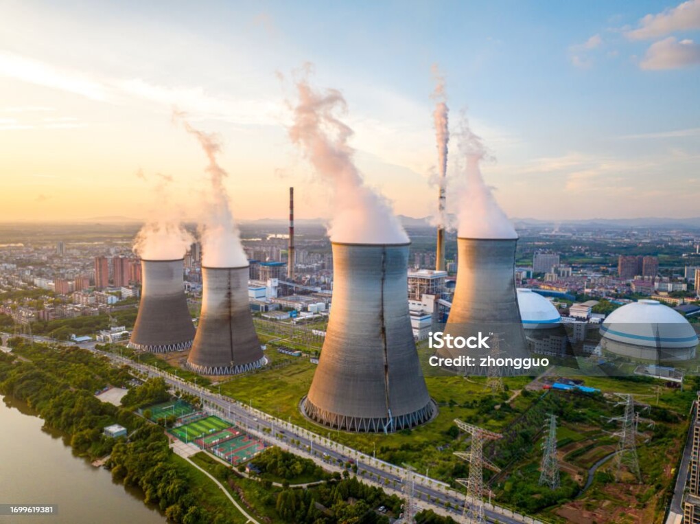 night scene of power station