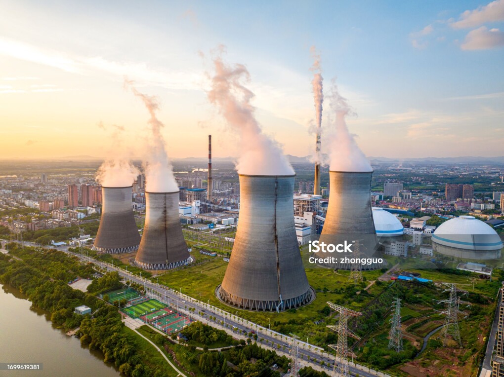 night scene of power station