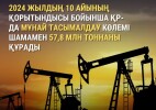 2024 жылдың 10 айының қорытындысы бойынша ҚР-да мұнай тасымалдау көлемі шамамен 57,8 млн тоннаны құрады