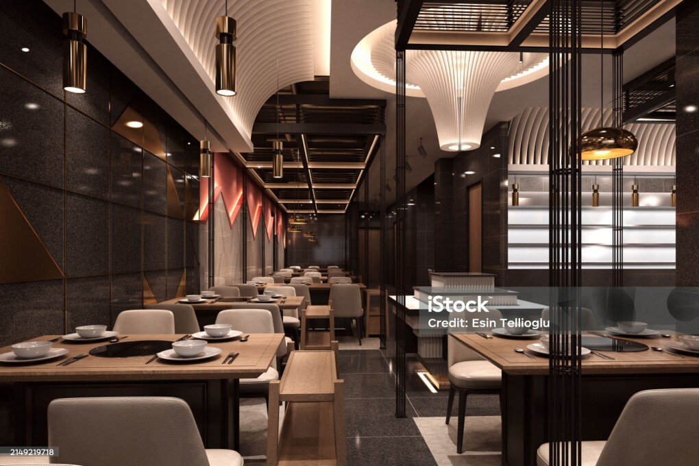 3d render of cafe restaurant interior