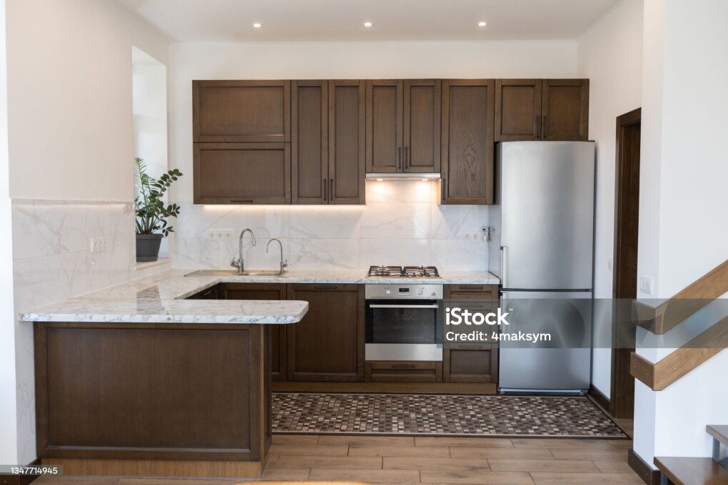 Modern wooden kitchen design in interior