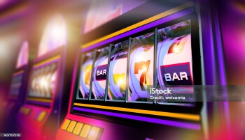 Las Vegas Slot Machines Casino Games Conceptual 3D Illustration. Three One Haded Bandits.