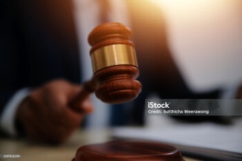 Law theme, gavel or mallet of the judge, lawyer enforcement officers, evidence-based cases taken into account in the court abount business, legislation.