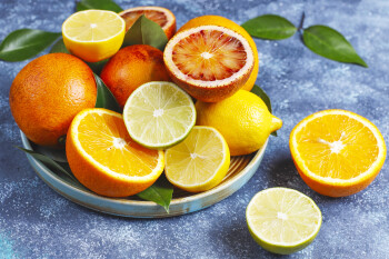 Citrus background with assorted fresh-citrus fruits,lemon,orange