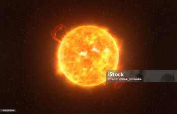 Betelgeuse star against starry sky artistic vision, elements of this image furnished by NASA