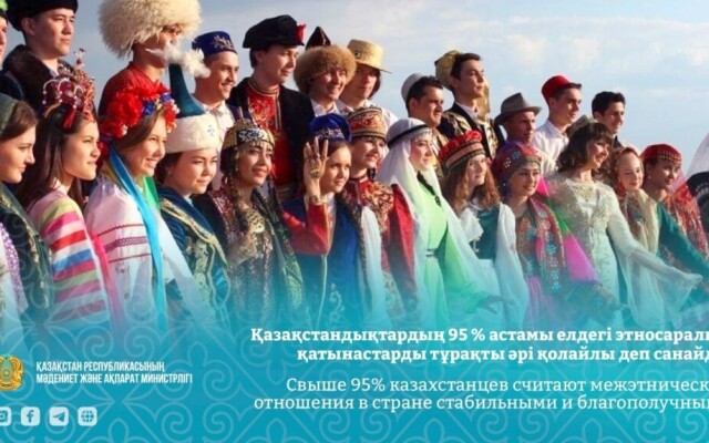Свыше 95% казахстанцев считают межэтнические отношения в стране стабильными и благополучными