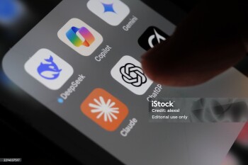 London, UK - 05 03 2025: Apple iPhone screen with Artificial Intelligence icons internet AI app application ChatGPT, DeepSeek, Gemini, Copilot, Grok, Claude, etc.