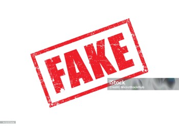 Red fake stamp. Horizontal composition.