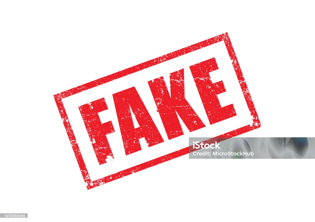 Red fake stamp. Horizontal composition.