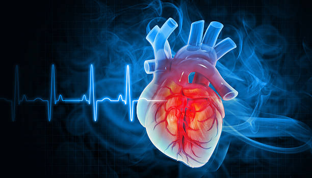 Heart attack and heart disease, ecg background. 3d illustration