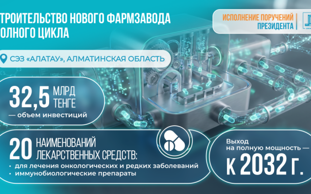 Правительство одобрило проект строительства фармзавода в Алматинской области на сумму 32,5 млрд тенге