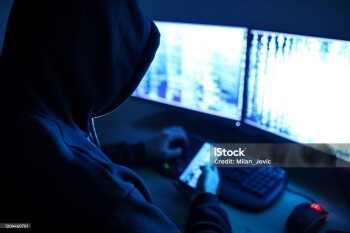 Hacker attacking internet