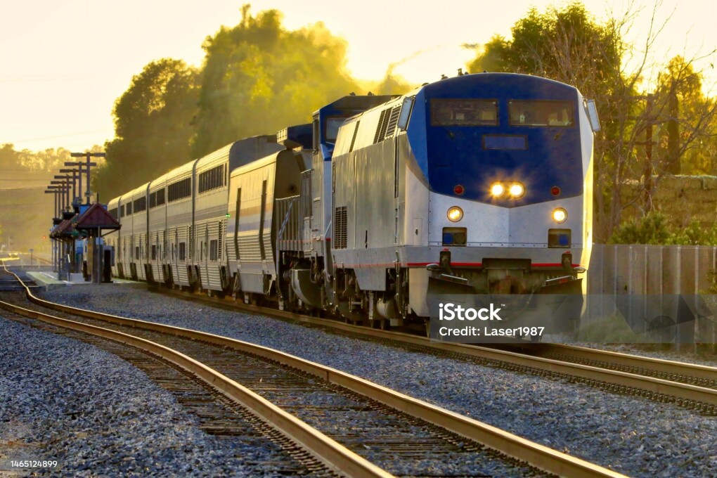 train Coast Starlight Train at Sunset Time.