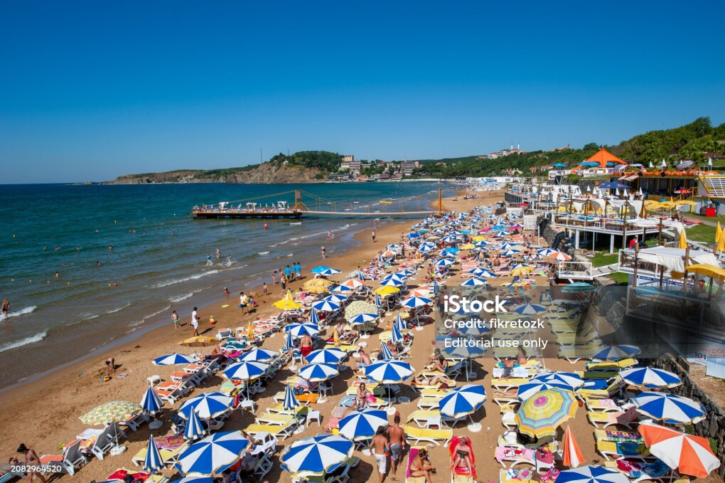 İstanbul, Turkey - June 22, 2013: A beach on the Black Sea coast of Istanbul Kilyos.