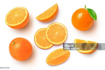 Set of orange fruit on white background