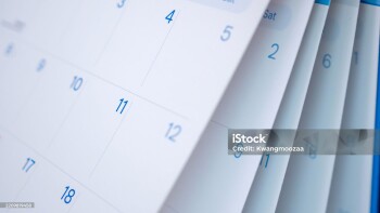 Abstract blur calendar page flipping sheet close up background business schedule planning appointment meeting concept