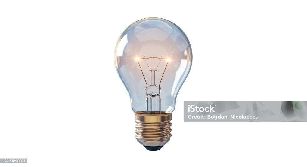 Isolated Classic Lightbulb with Glowing Filament