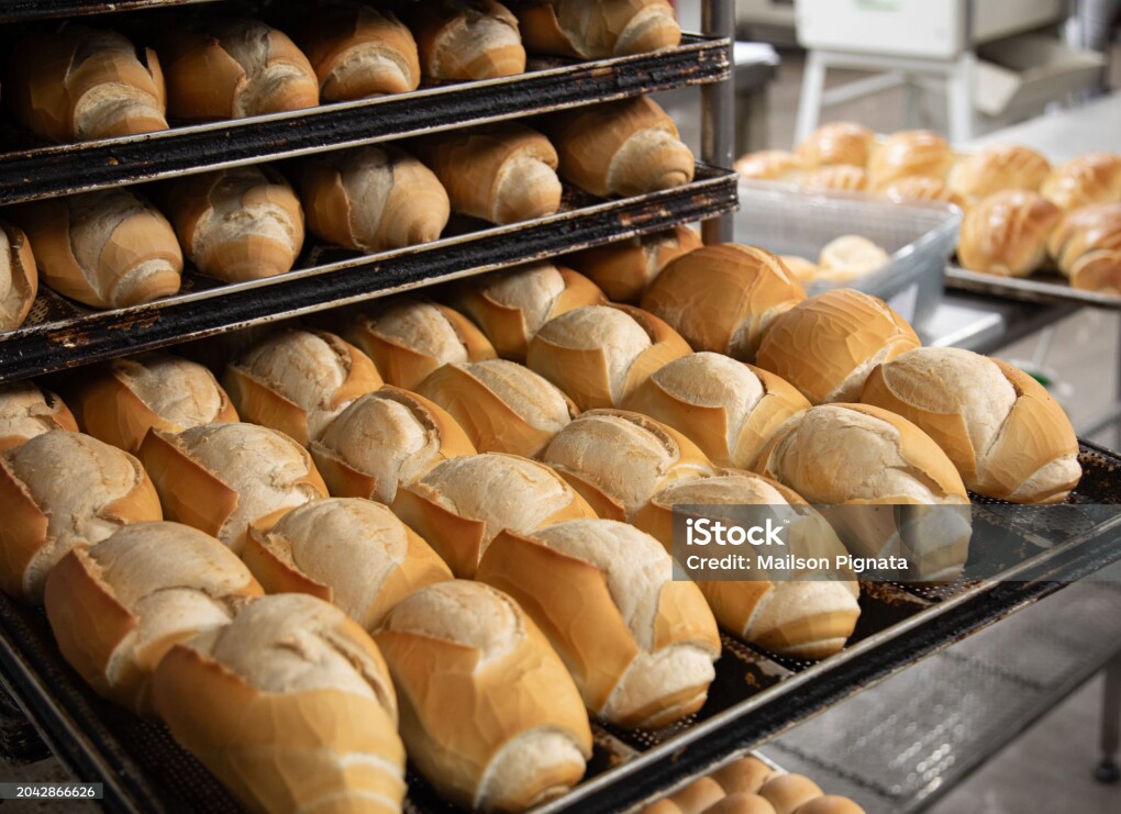 French bread in production inside the bakery