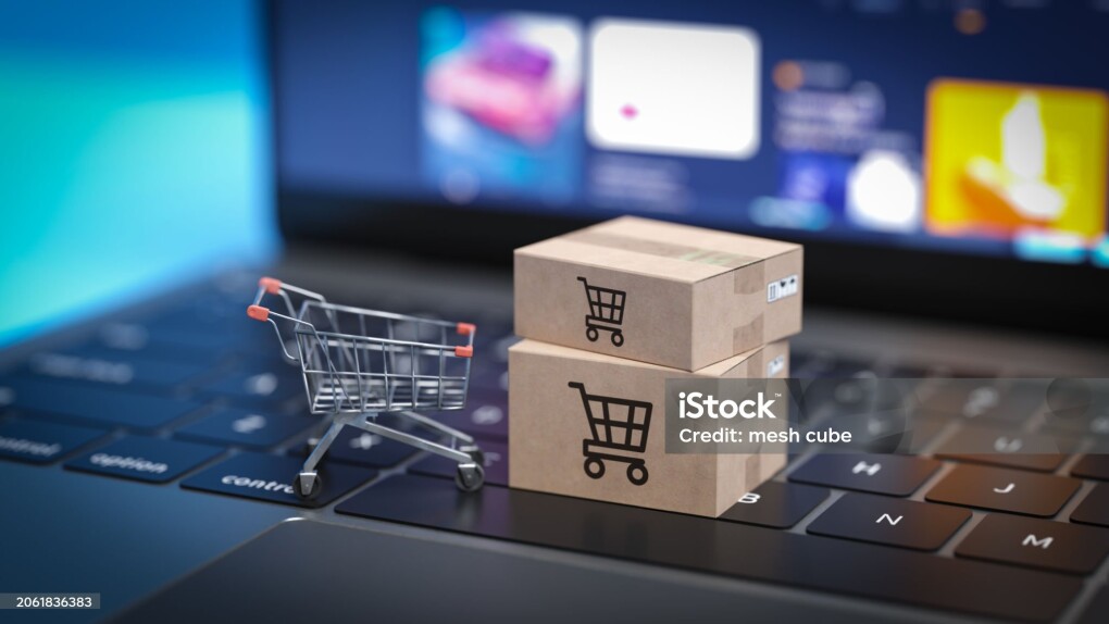 Items purchased through online shopping are delivered. 3d rendering