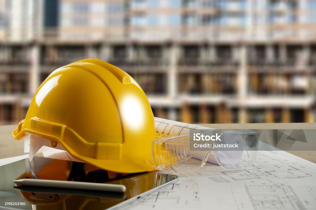 Engineer architect industry 4.0 using computer construction site, industrial and innovation infographic at building futuristic architect control innovation safety design