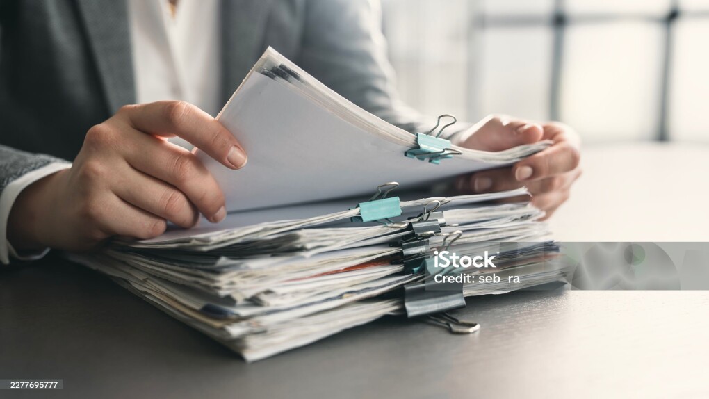 Working on documents and files in the office