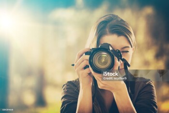 photographer camera dslr photo person portrait photographing girl joy make photography taking concept - stock image